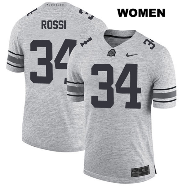 Ohio State Buckeyes Women's Mitch Rossi #34 Gray Authentic Nike College NCAA Stitched Football Jersey PY19M52HD